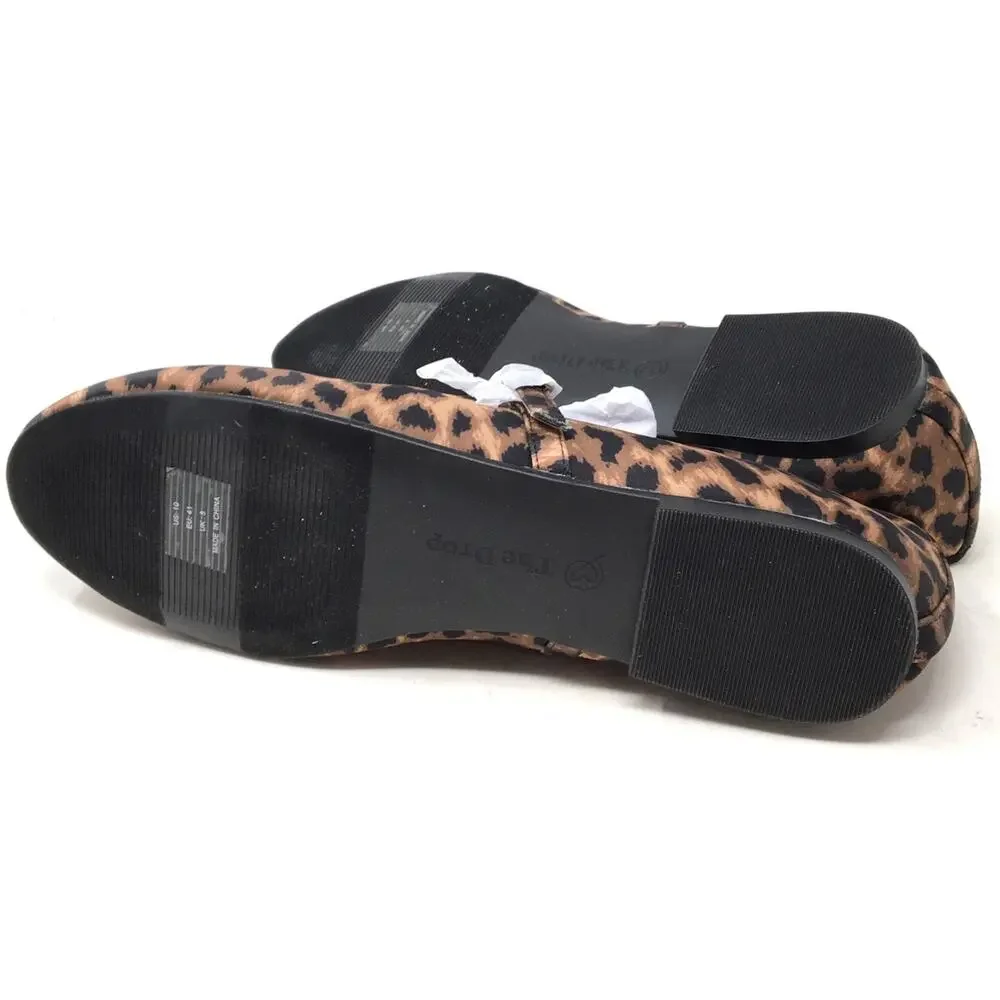 The Drop Katy Women's Size 10 Leopard Satin Look Flat Ballet Mary Jane Shoes